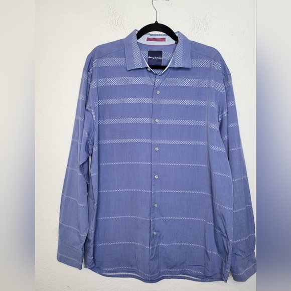 Tommy Bahama Other - Tommy Bahama Blue White Striped Long Sleeve Button Down Shirt Size Large Cotton